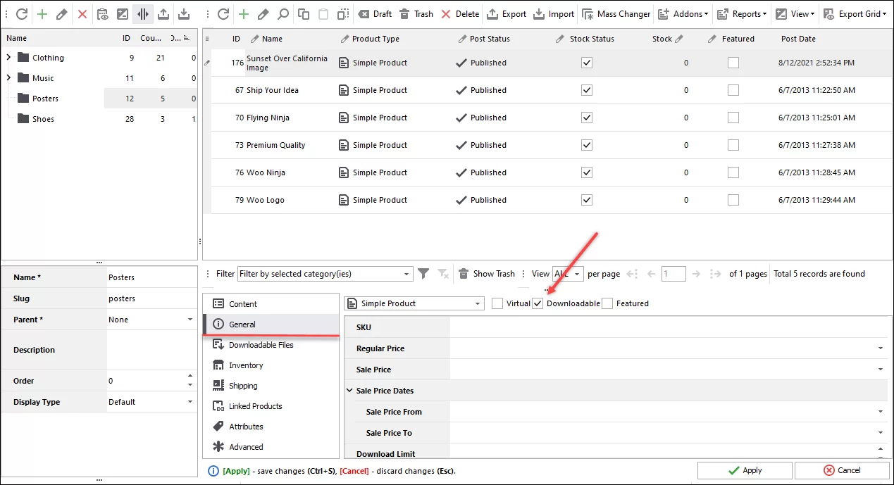 Downloadable Checkbox in WooCommerce Product Edit From