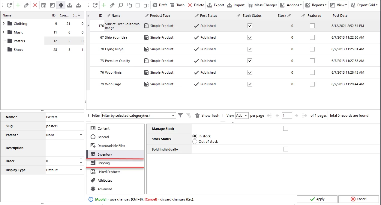 Inventory and Shipping Details of WooCommerce Downloadable Product