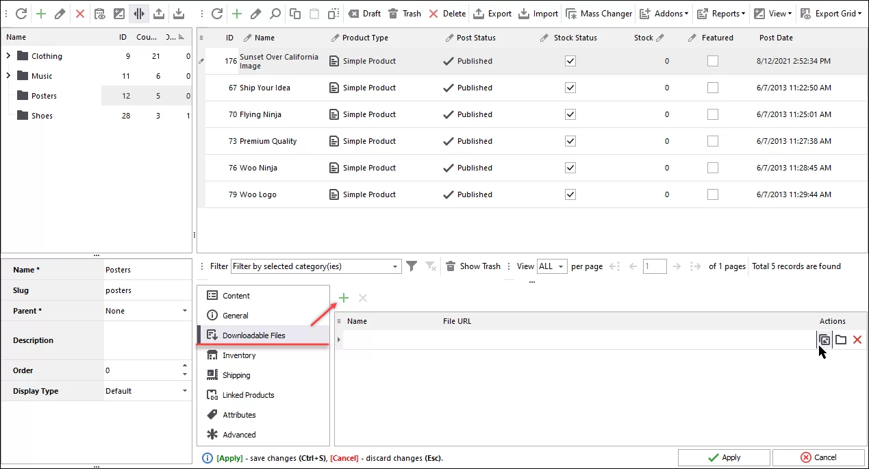 WooCommerce Downloadable Files Settings in Store Manager