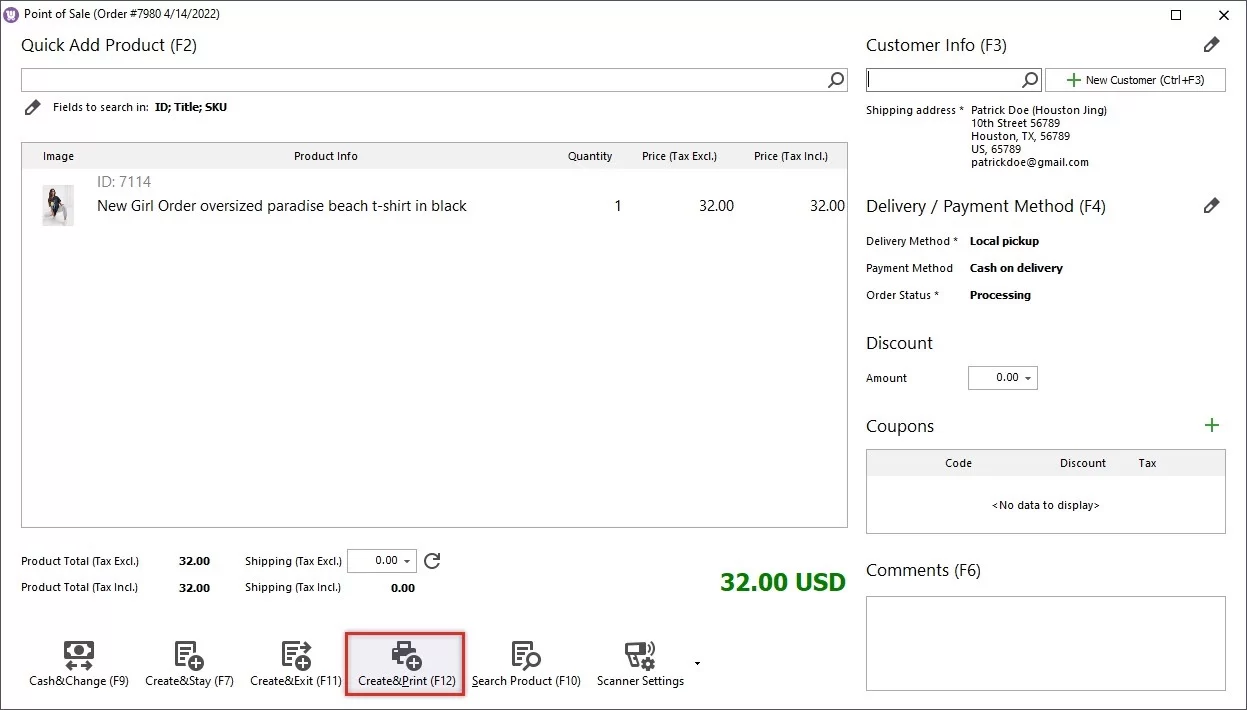 Create and Print Option for WooCommerce Order