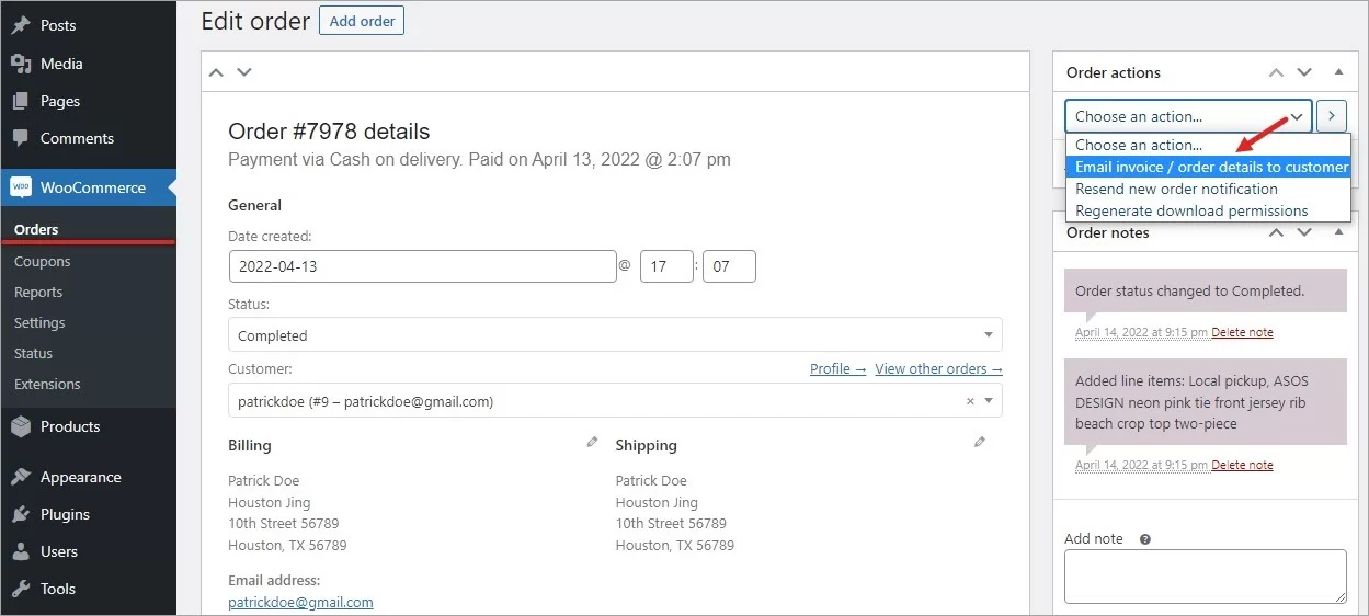 Creating WooCommerce Invoice in the Admin