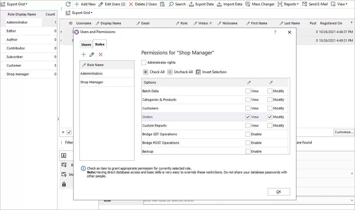 users premissions for woocommerce orders