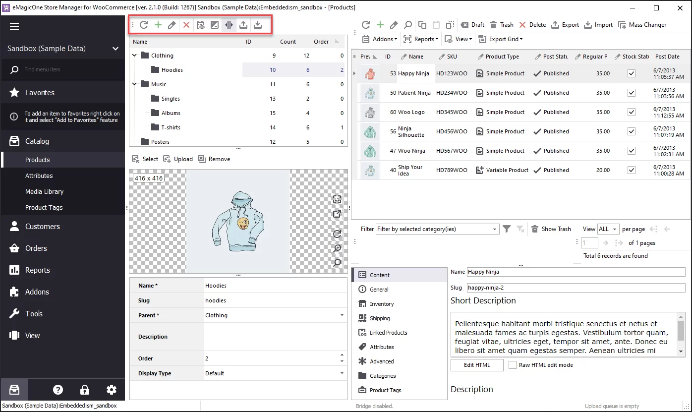 Available Options in Store Manager for Categories Management