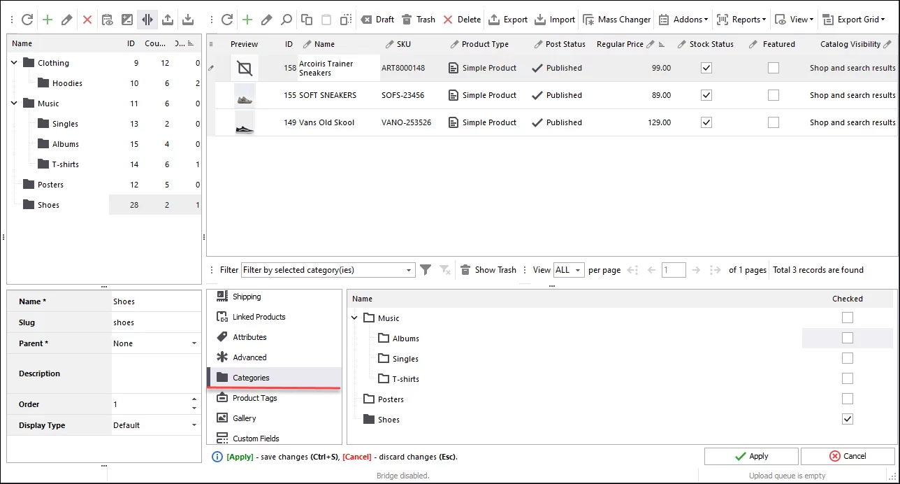 Categories Tab in WooCommerce Simple Products Settings
