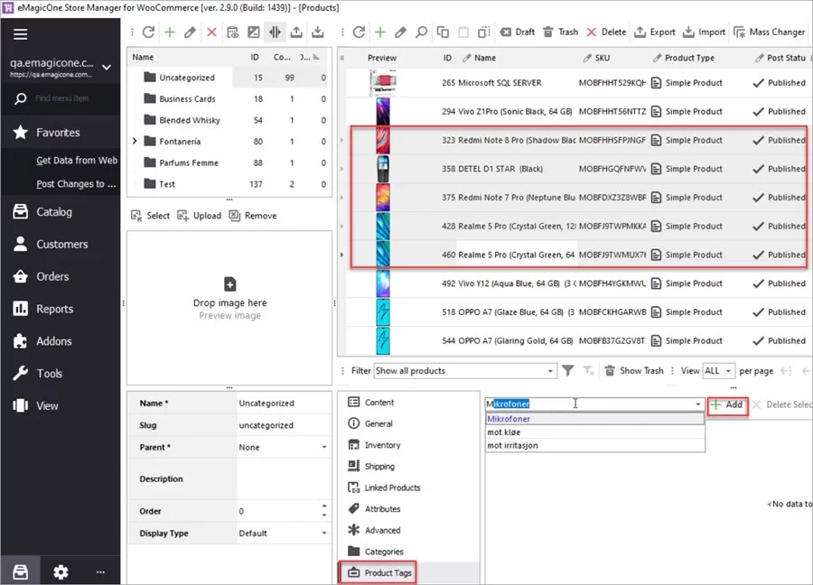 WooCommerce Store Manager Product Tags Add Multiple