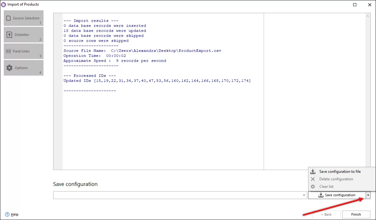 Save WooCommerce CSV Product Import Configuration