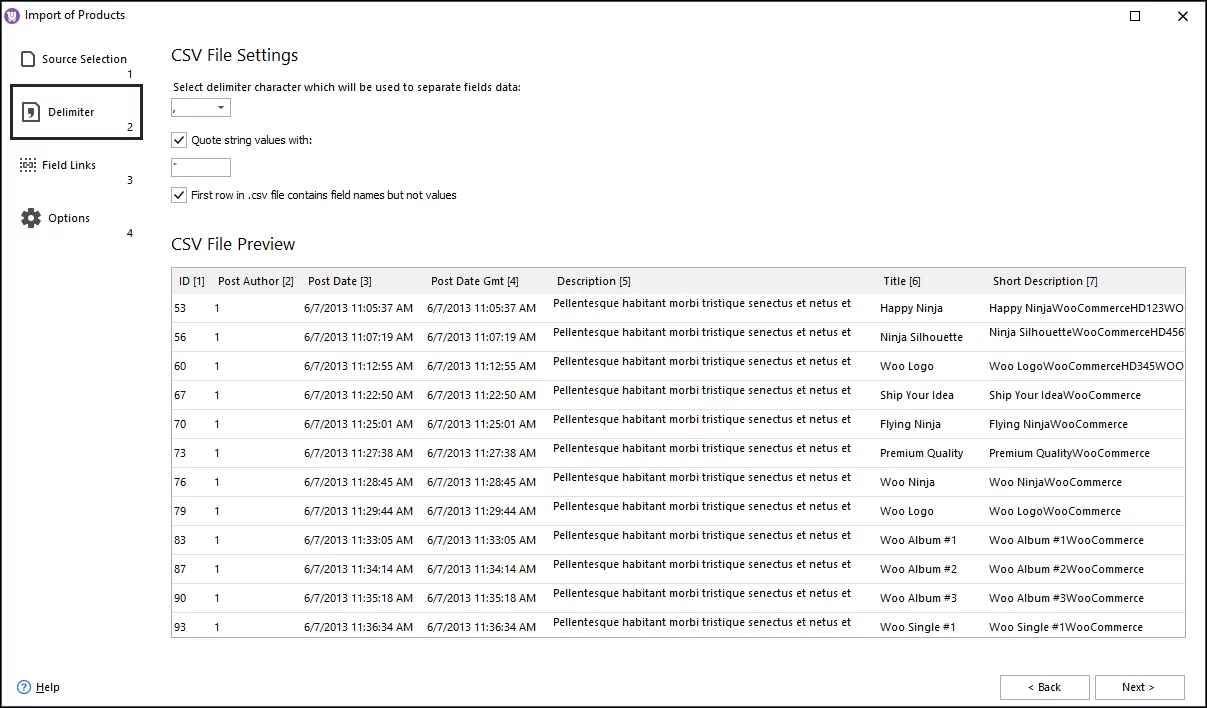 WooCommerce CSV Product Import File Delimiters