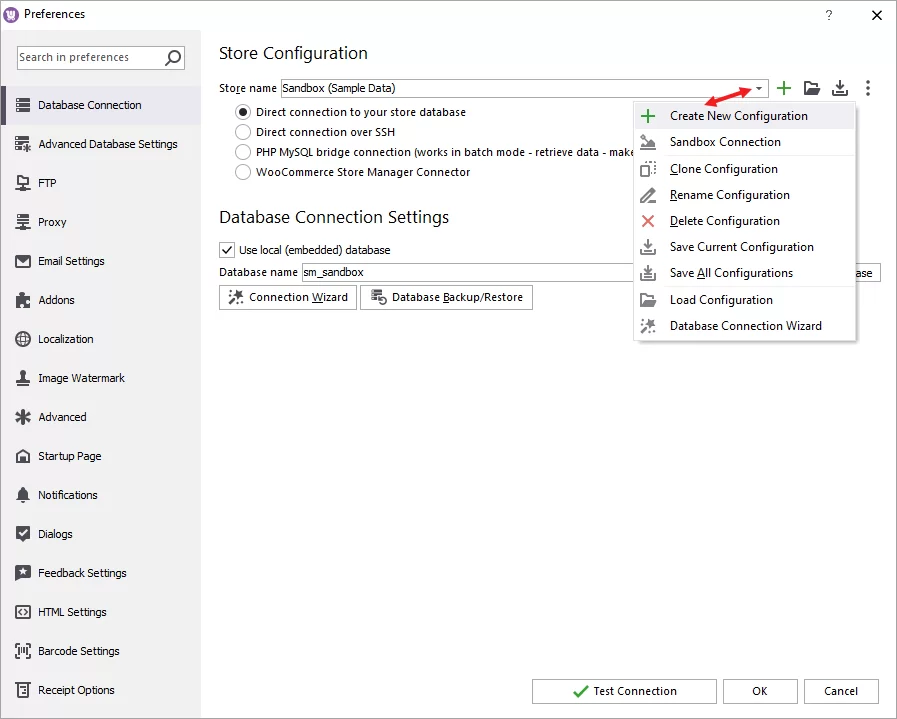 New WooCommerce Store Connection Configuration Button