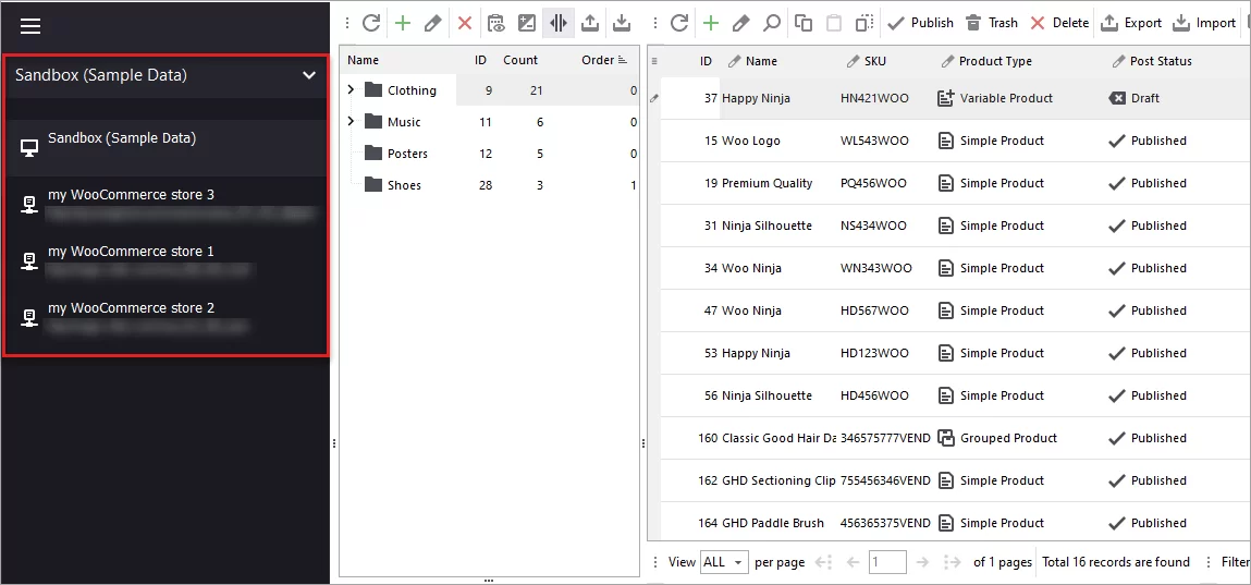 Quick Connection Switcher in Store Manager for WooCommerce
