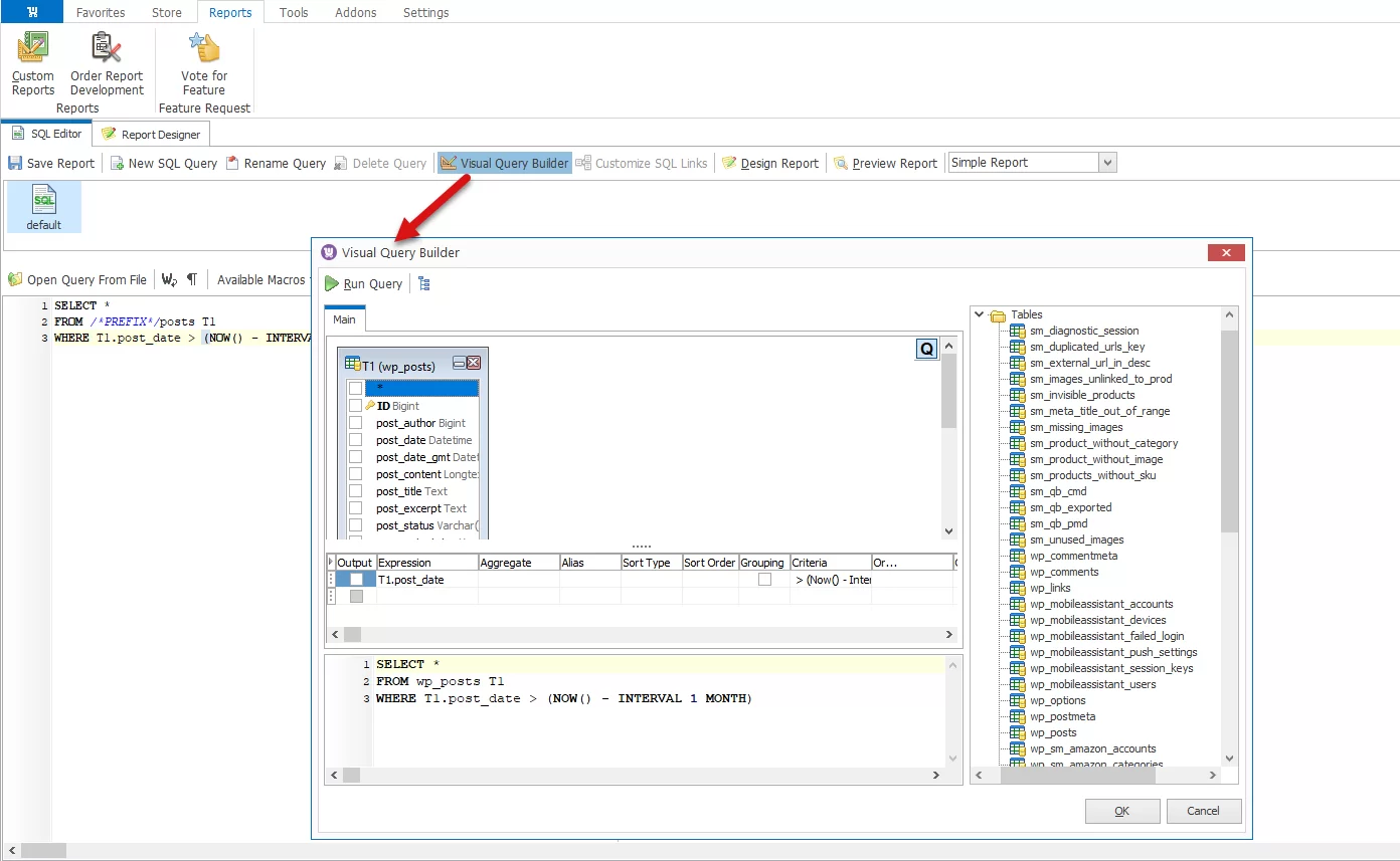 Visual Query Builder for WooCommerce Custom Report