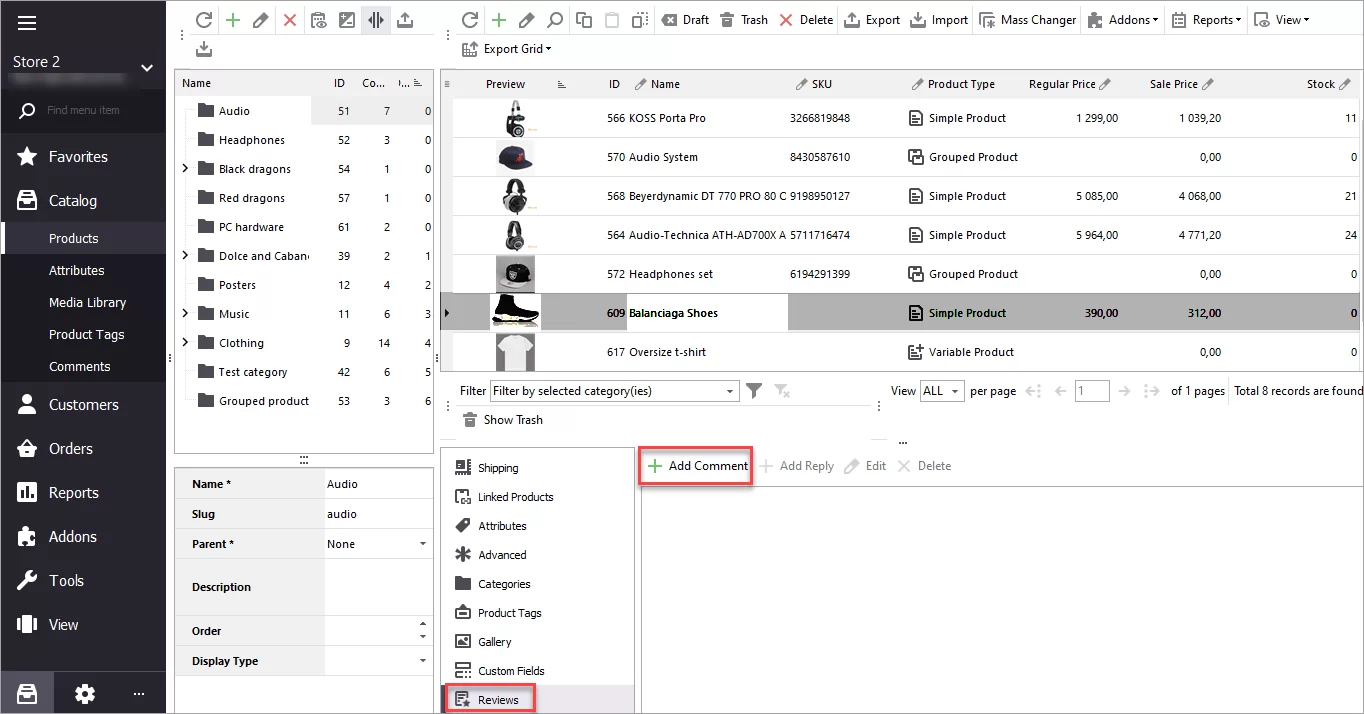 WooCommerce Store Manager Add Reviews