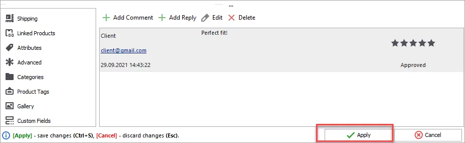 WooCommerce Store Manager Apply Comment