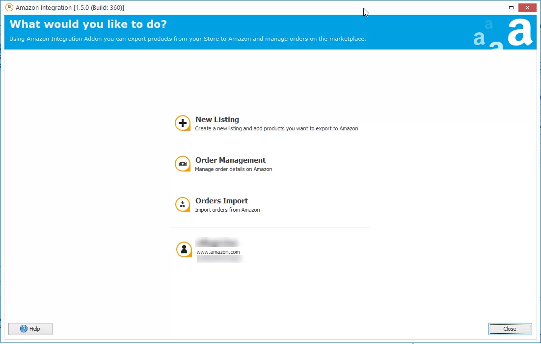 Available Options in Amazon Integration