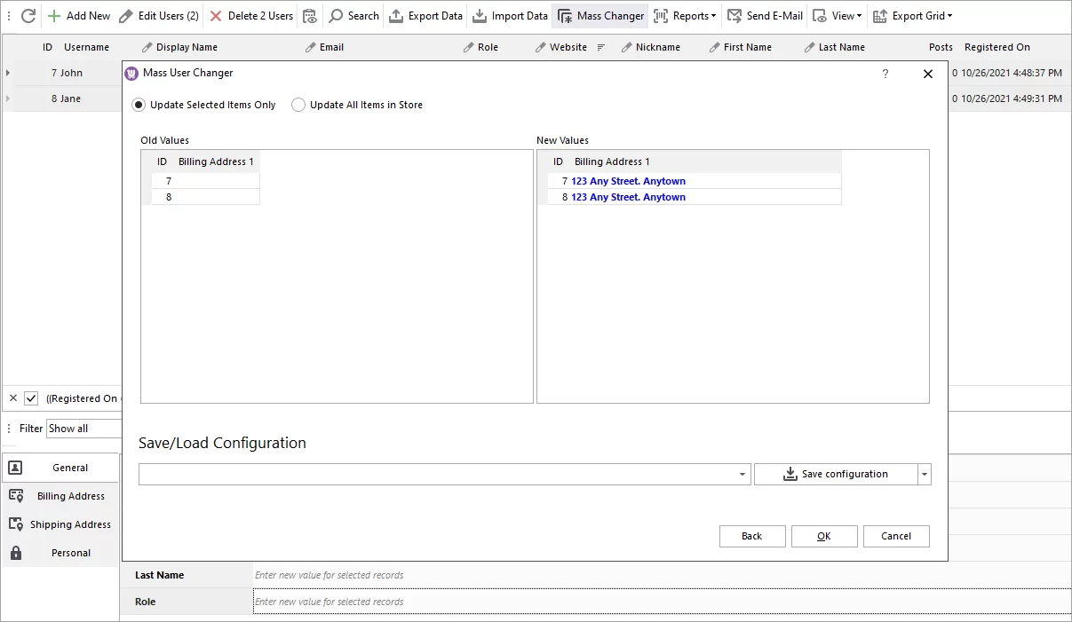 WooCommerce Mass User Changer Preview