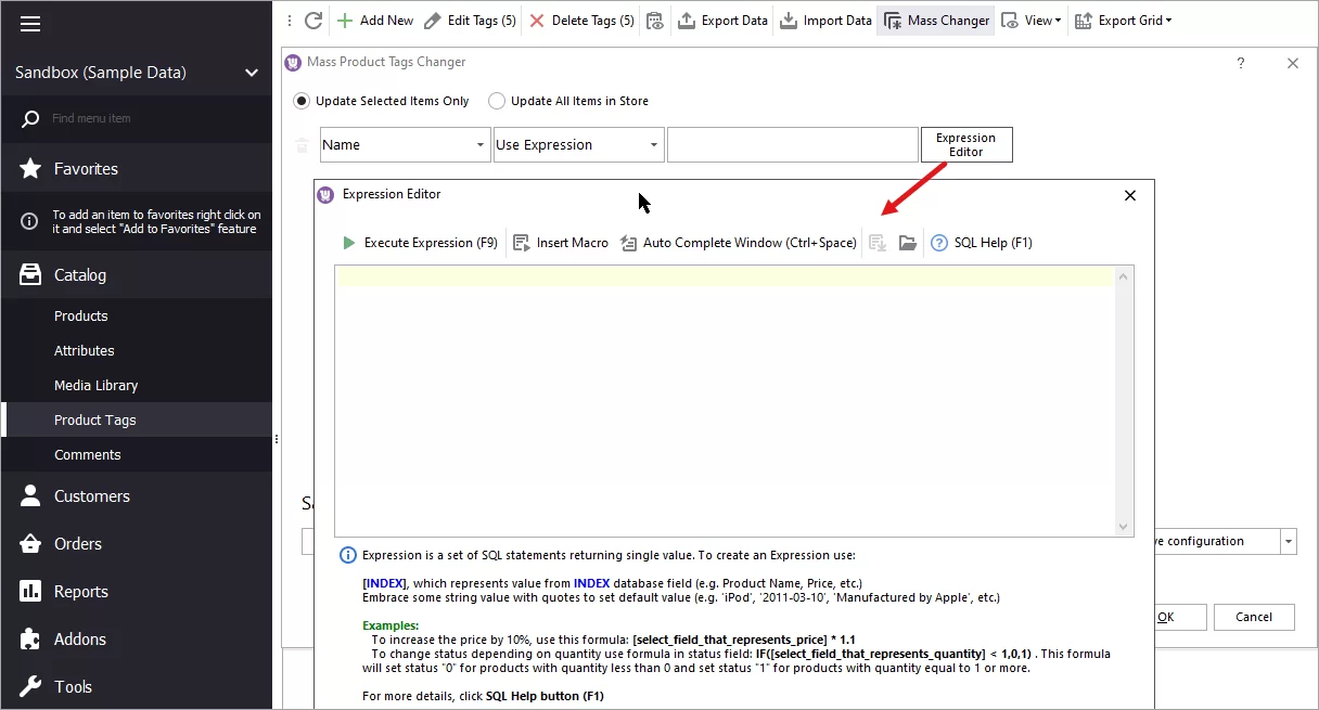 Expression Formula for Mass WooCommerce Product Tags Change