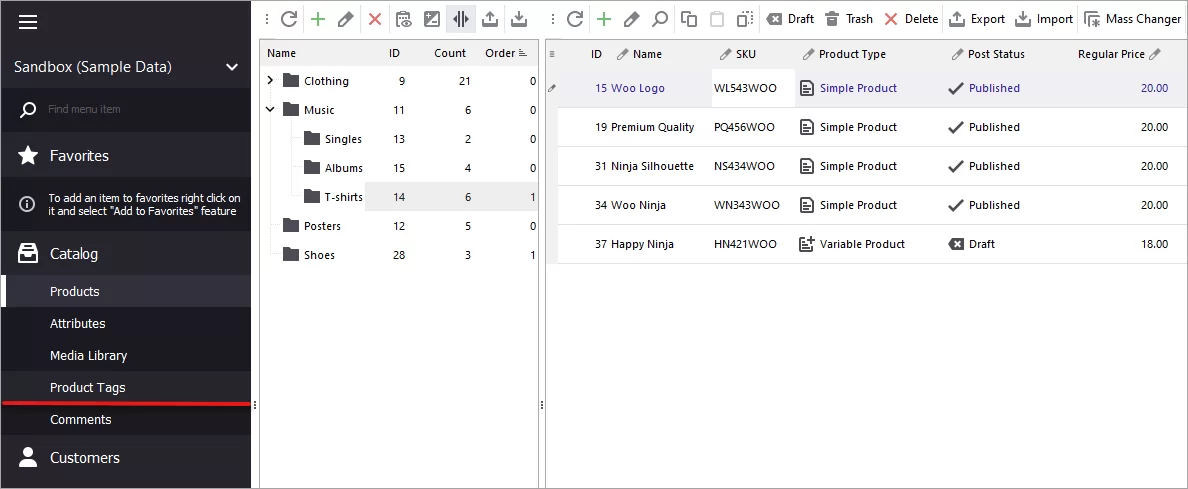 WooCommerce Product Tags in Store Manager