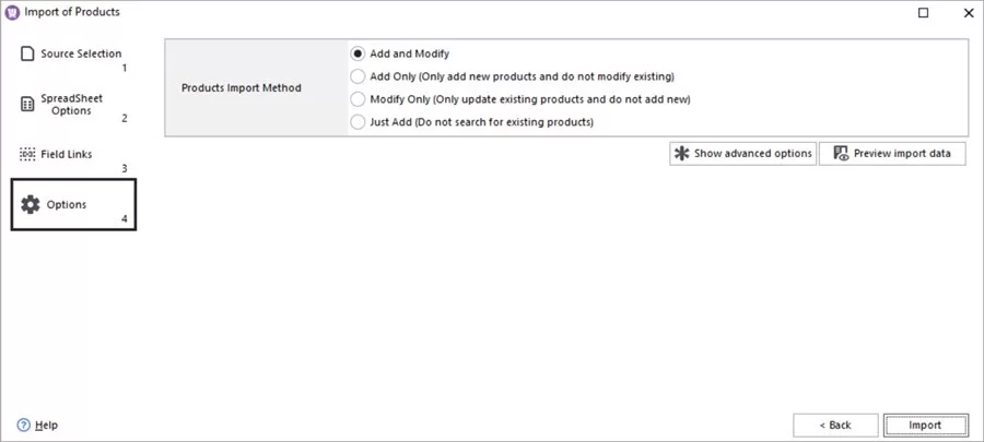 WooCommerce Store Manager Import Products XSLS Options