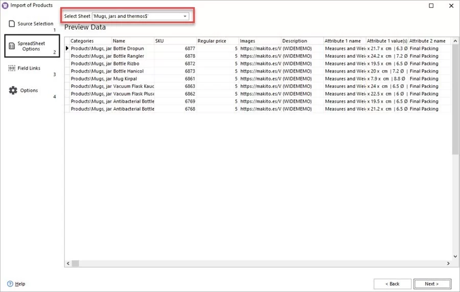 WooCommerce Store Manager Import Products XSLS Preview File