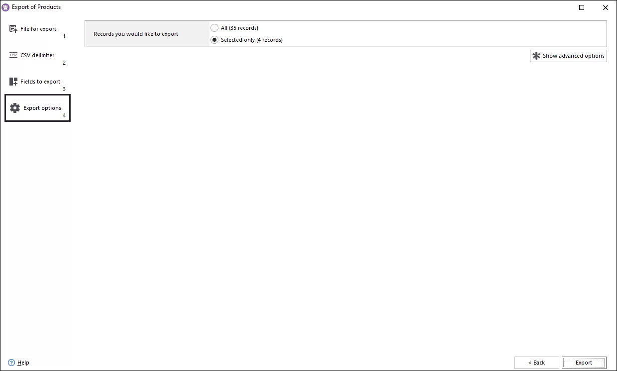 Finish Step of WooCommerce Grouped Products Export