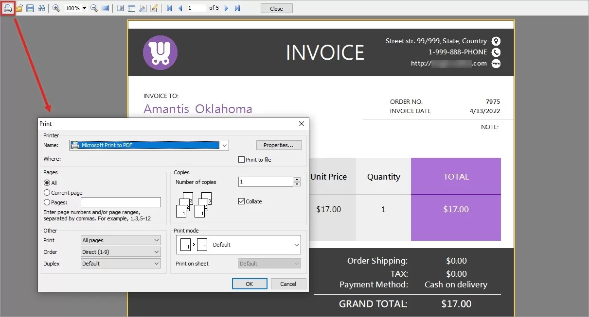 WooCommerce Invoice Printing