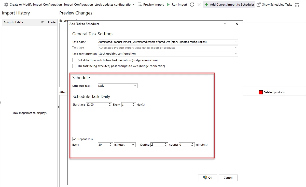 WooCommerce Autoimport Configuration Schedule for Stock Updates