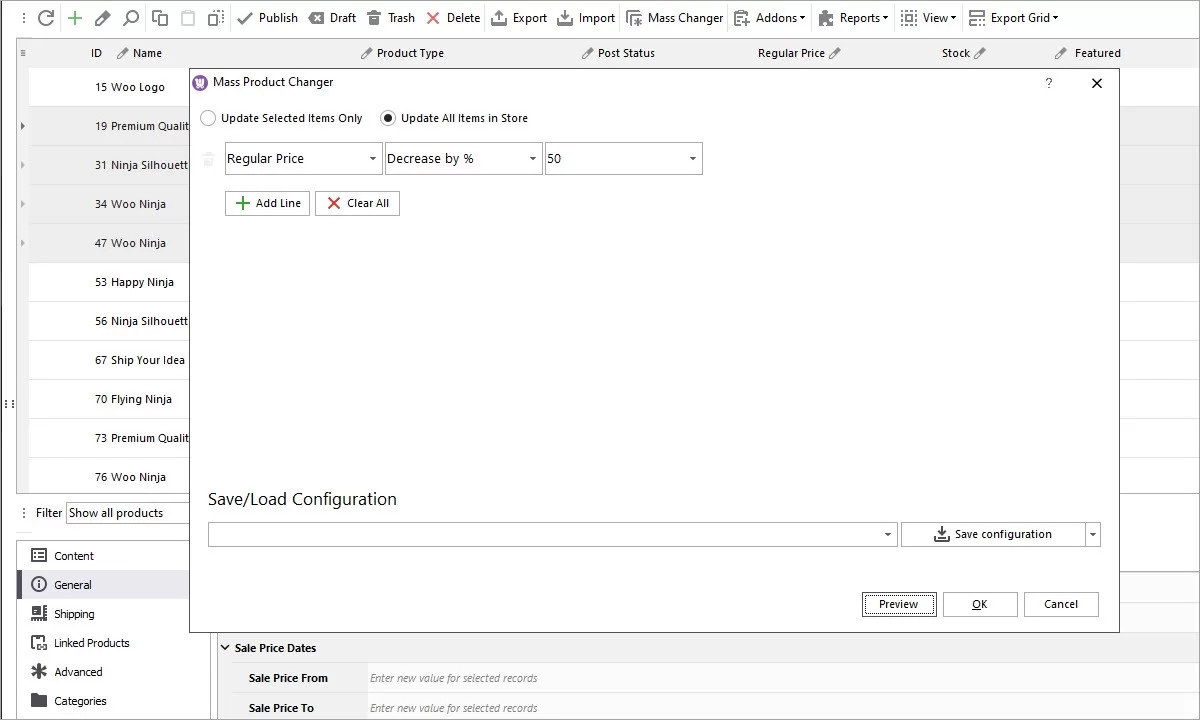 WooCommerce Product Mass Editor