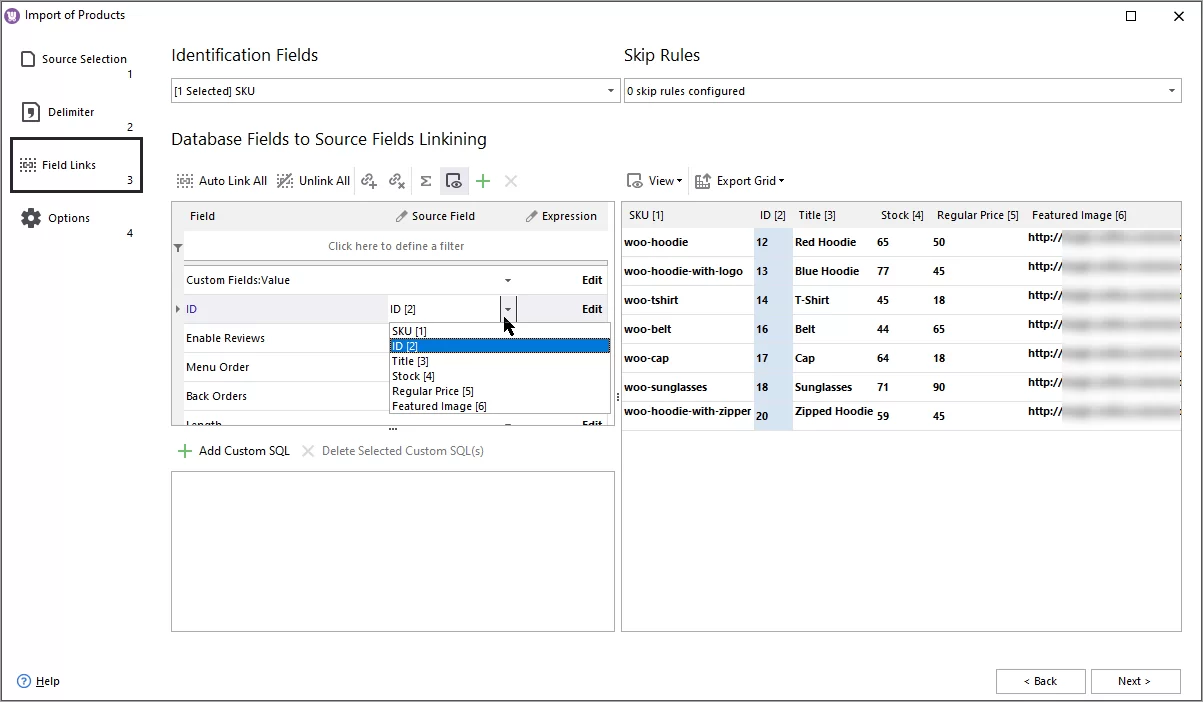 Fields Linking During Import of WooCommerce Images from External URLs