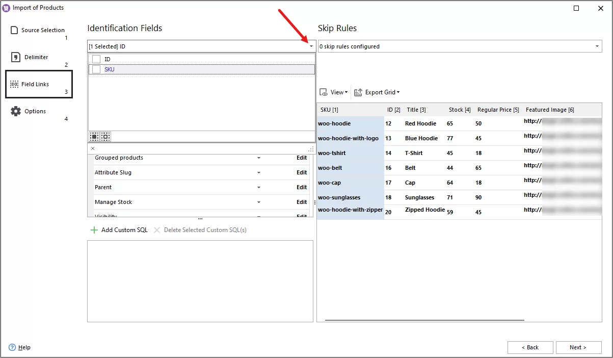 Identification Field During Wooommerce Images Import from URLs