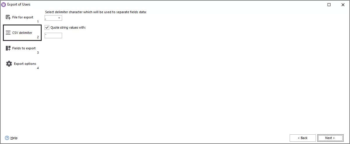 Select delimiiters for CSV