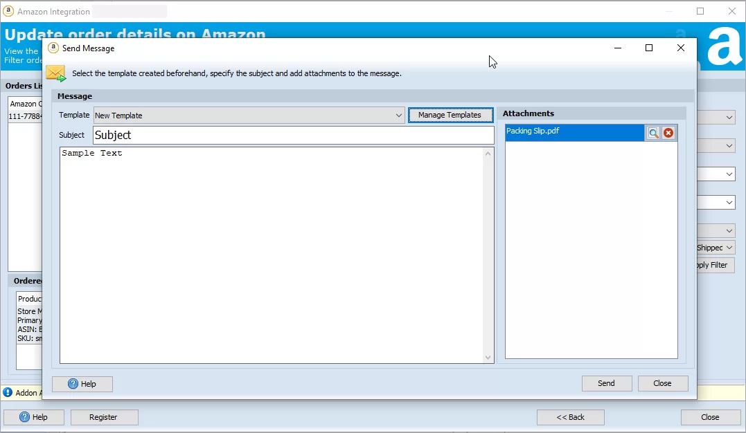 Send Message from Amazon Addon