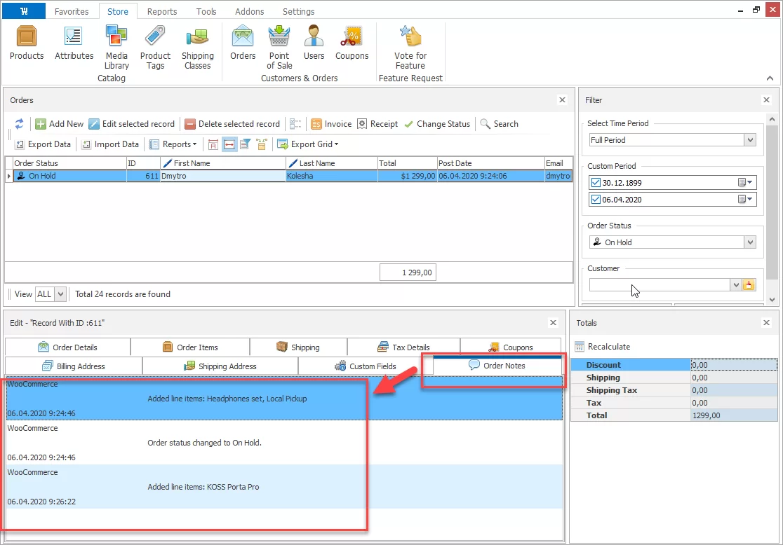 WooCommerce Order Notes 