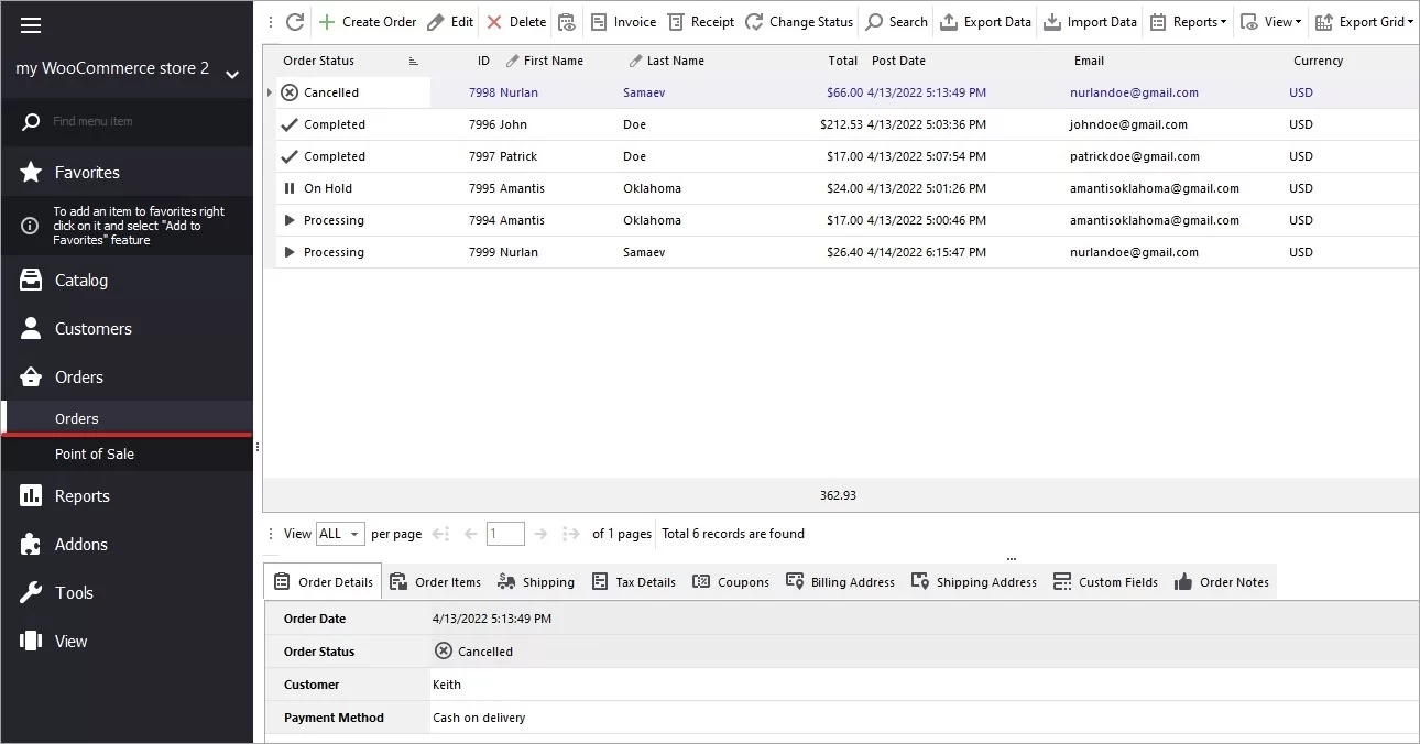 Store Manager for WooComerce Orders Grid