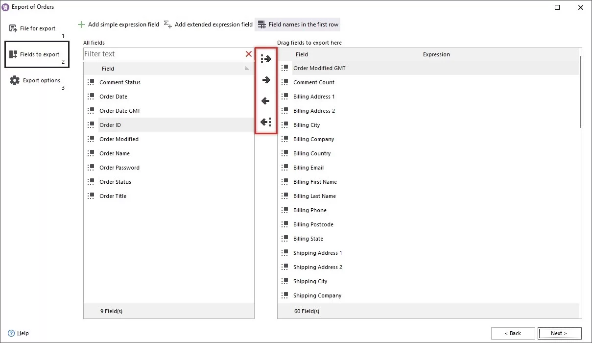 WooCommerce Order Fields for Export to Google Sheets
