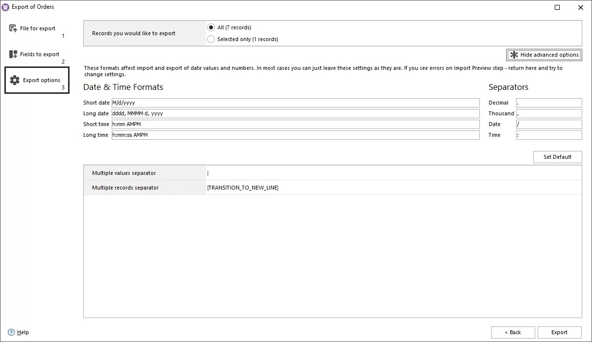WooCommerce Orders Export Options
