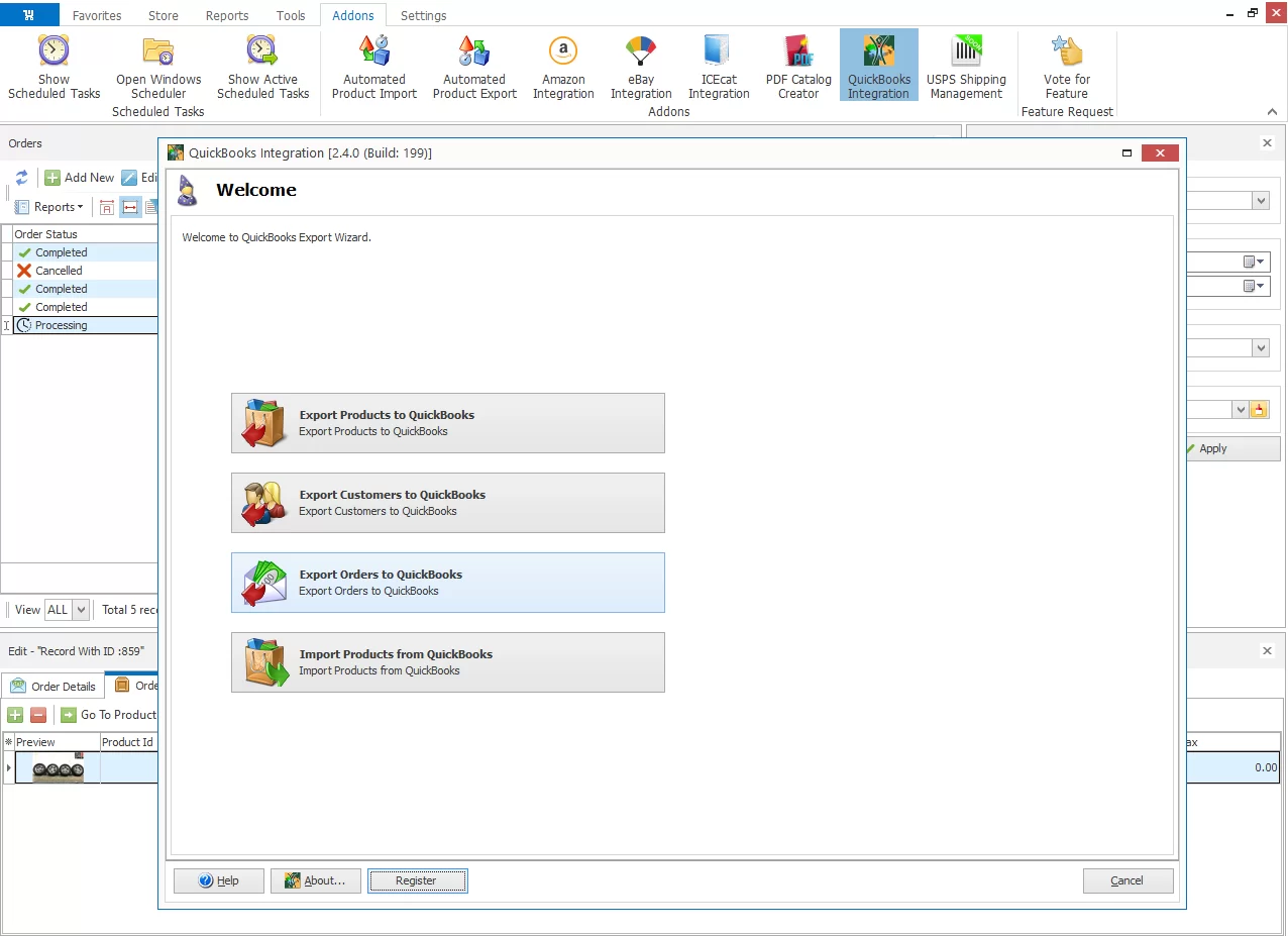 Launch Orders Export Wizard