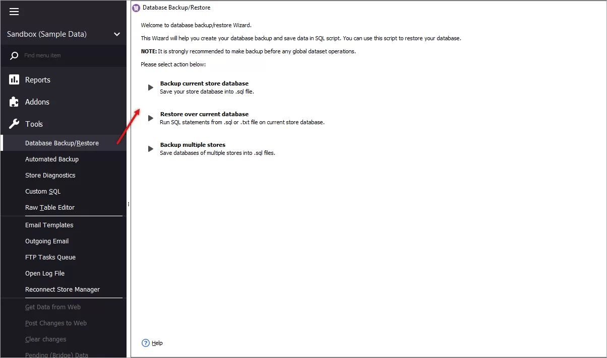 WooCommerce Database Backup/Restore