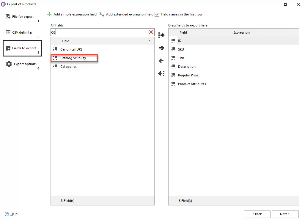 WooCoomerce import export catalog visibility