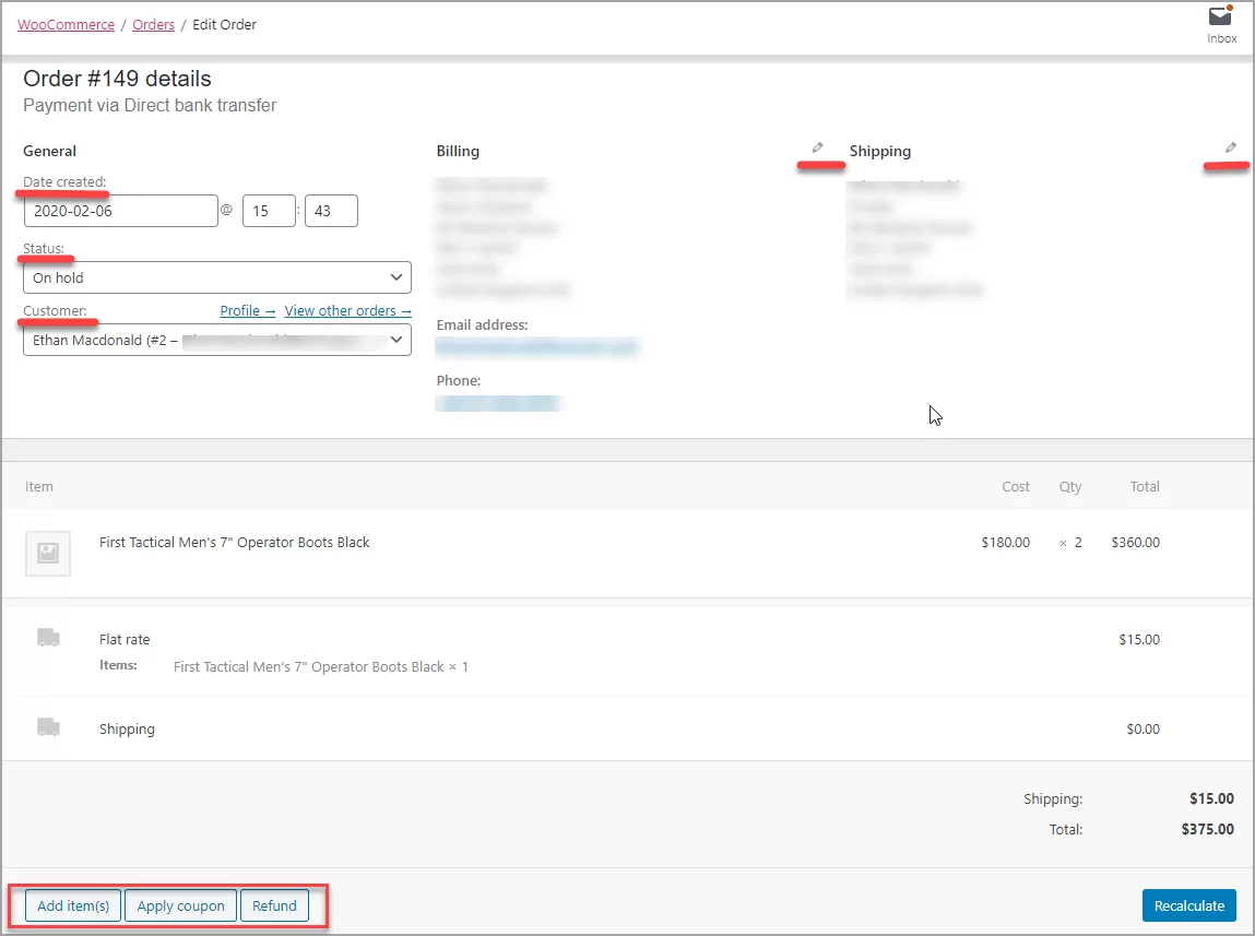 Editing General And Items Order Details in WooCommerce