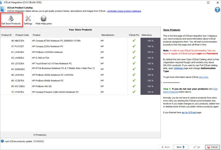 WooCommerce Store Manager ICEcat Load Products