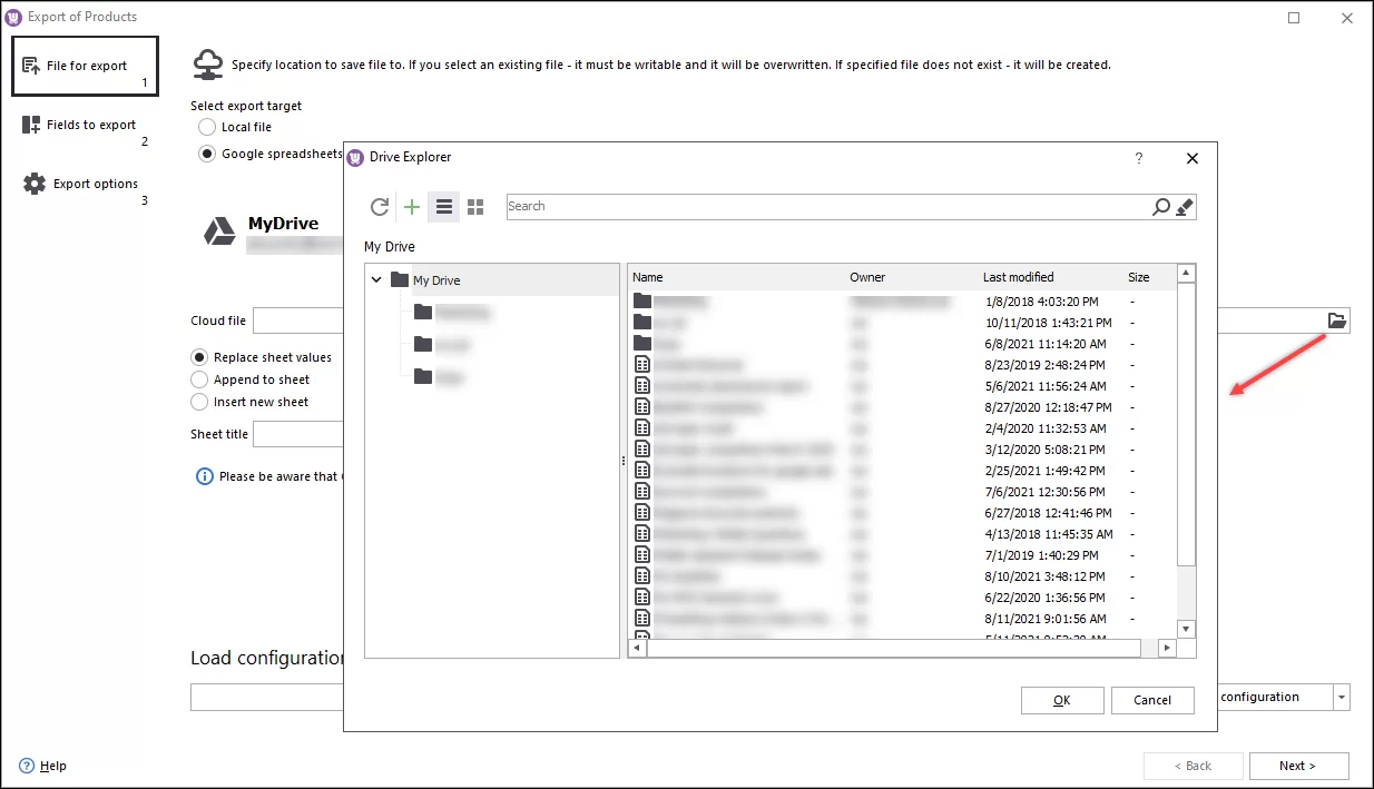 Browse Google Drive for Further WooCommerce Product Export