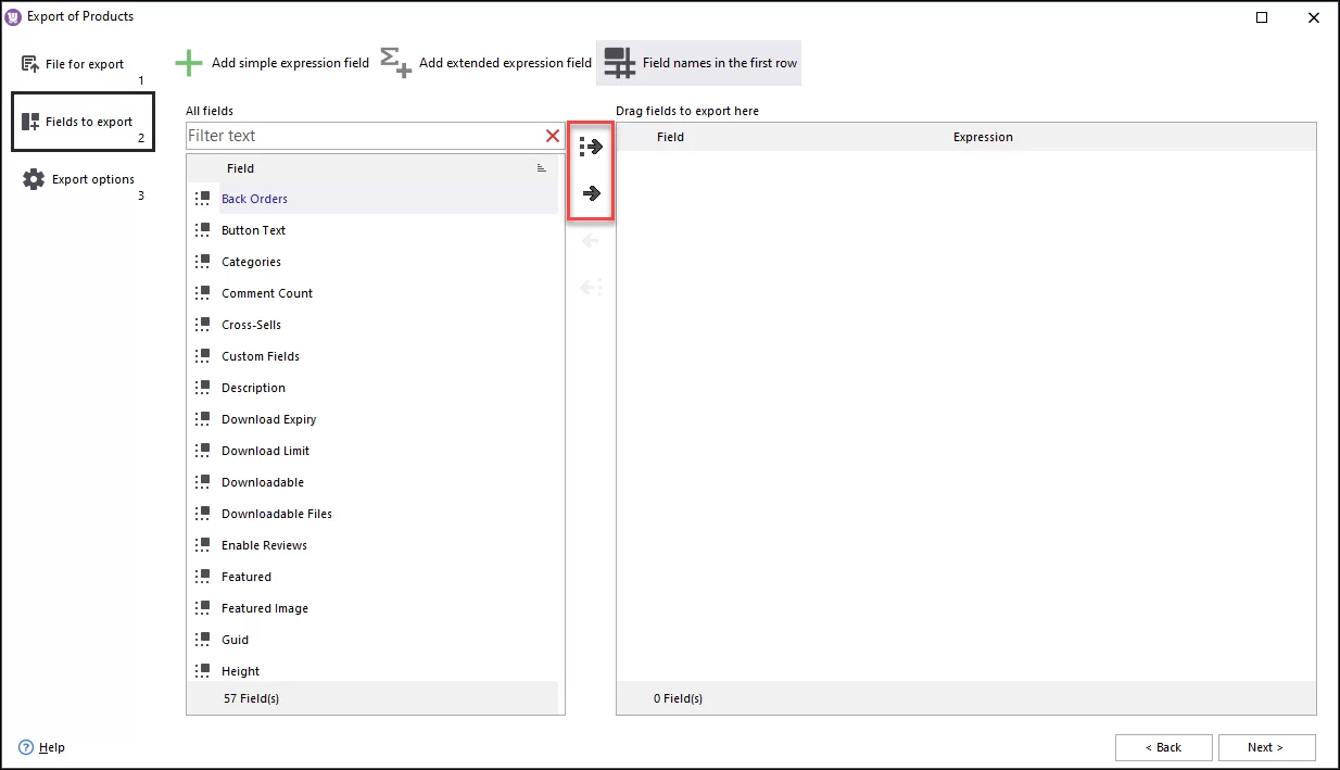 Select the WooCommerce Product Fields for Export to Google Sheets