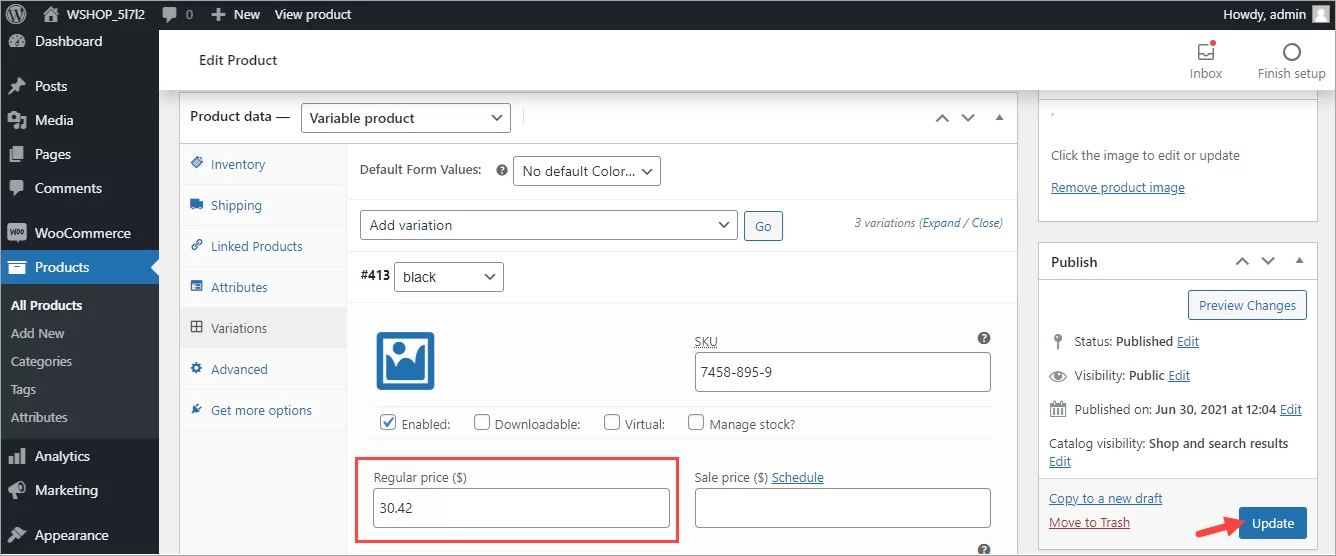 WooCommerce Preview Updated Variable Price