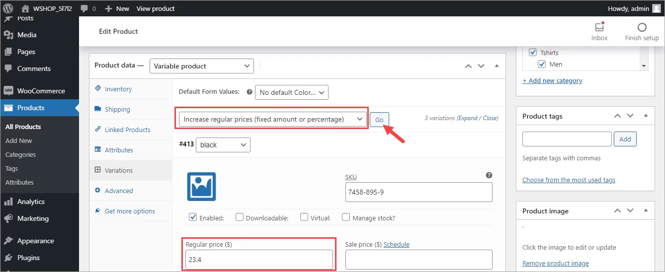 WooCommerce Update Variable Product Price