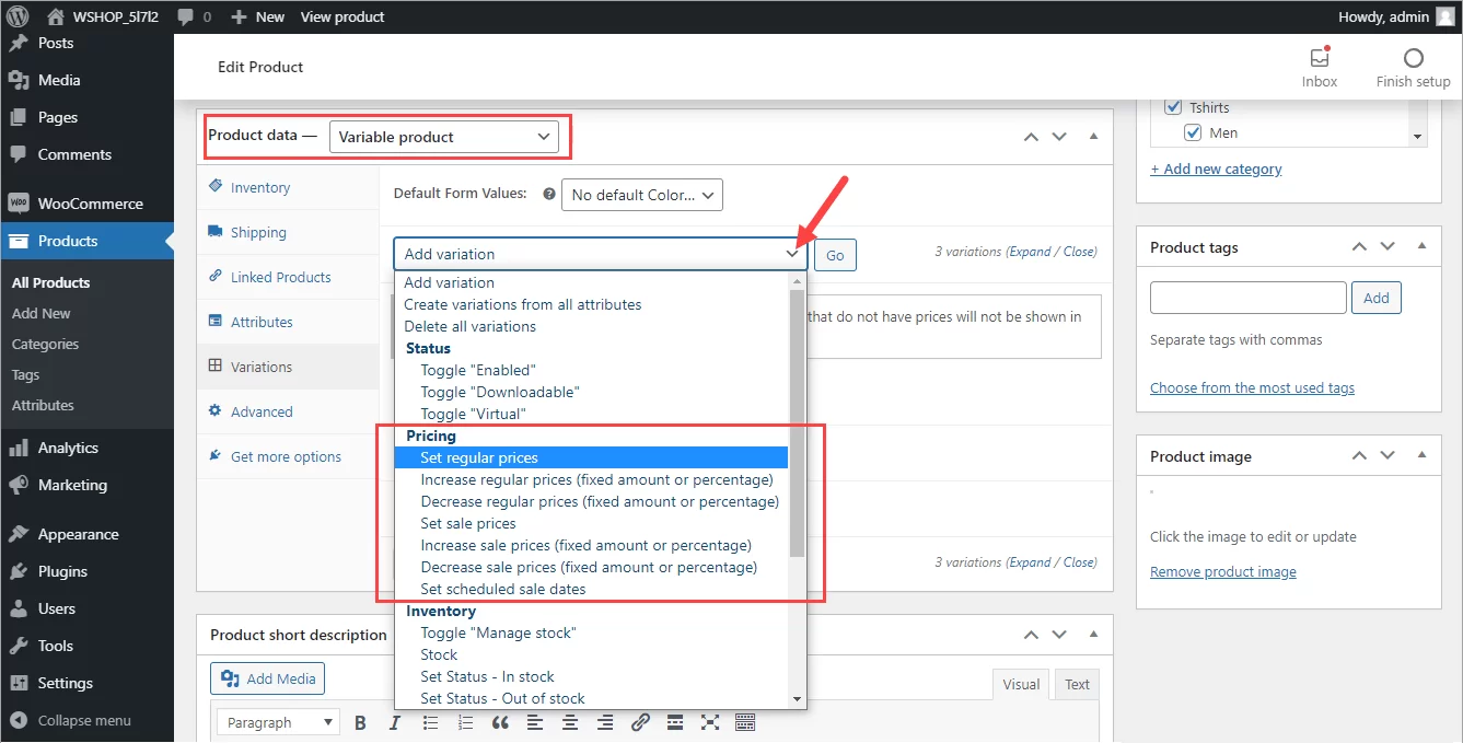 WooCommerce Variable Product Price Update