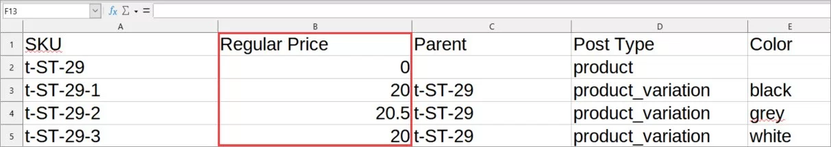 WooCommerce Variations Exported 