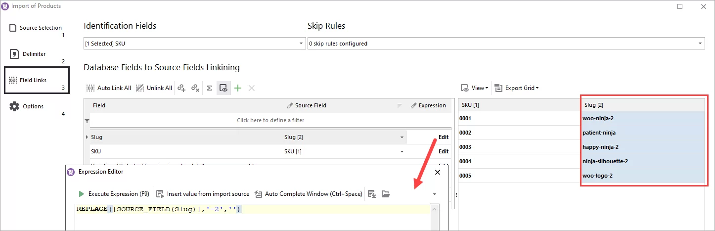 WooCommerce Store Manager Replace Slug Expression