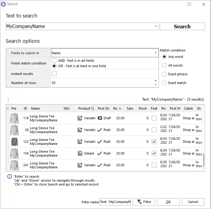 WooCommerce Store Manager Search Term To Replace