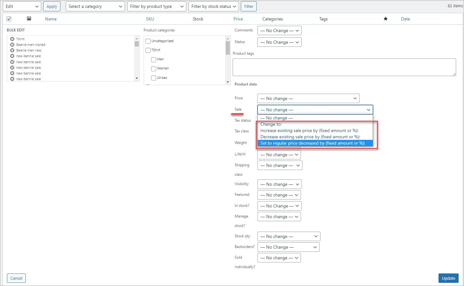 WooCommerce Sale Price Change To