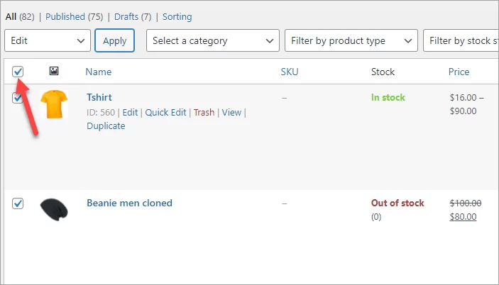 WooCommerce Select All Products
