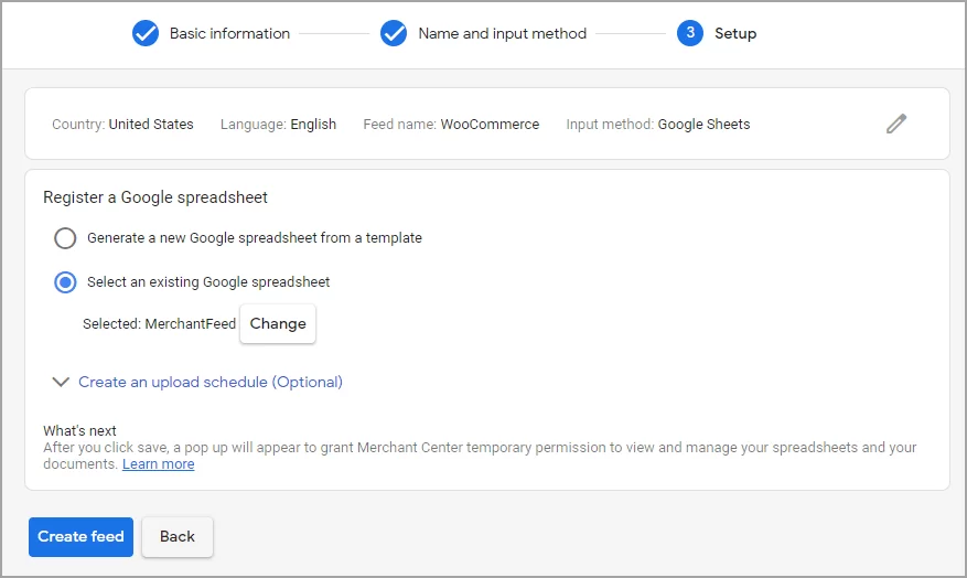 WooCommerce Products Google Feed Upload